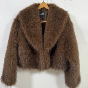 Zara Luxurious Faux Fur Brown Teddy Jacket. Excellent condition!